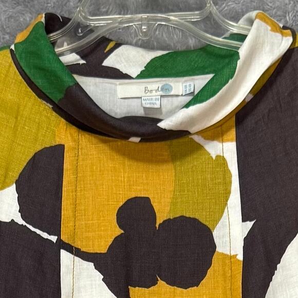 Boden Linen Audrey Sheath Turtleneck Short Sleeve Dress Women 4 Brown Orange Tan - Picture 3 of 11